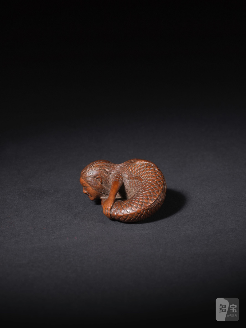 木彫根付 人魚 伝忠利 無銘 19世紀 | NETSUKE EN BOIS REPRÉSENTANT UNE SIRÈNE - 图2